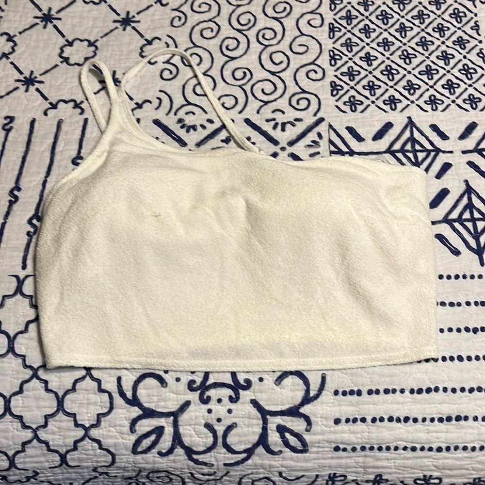 NWT- Hollister Gilly hicks white Terry cloth one shoulder crop tank